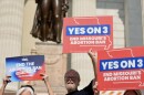 Supporters of Amendment 3 celebrate on Sept. 10 on the steps of the Missouri Capitol after the state Supreme Court ruled the abortion-rights measure could remain on the ballot.