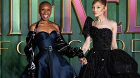 Cynthia Erivo, left, and Ariana Grande pose for photographers upon arrival at the premiere of the film "Wicked For Good" in London, Monday, Nov. 10, 2025.