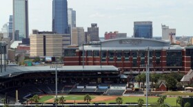 A general view of VyStar Veterans Memorial Arena and 121 Financial Ballpark before an NFL football game between the New Orleans Saints and the Green Bay Packers, Sunday, Sep. 12, 2021, in Jacksonville. (AP Photo/Tyler Kaufman)