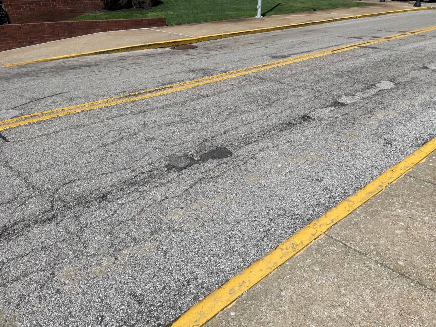 Rough pavement in Downtown Evansville