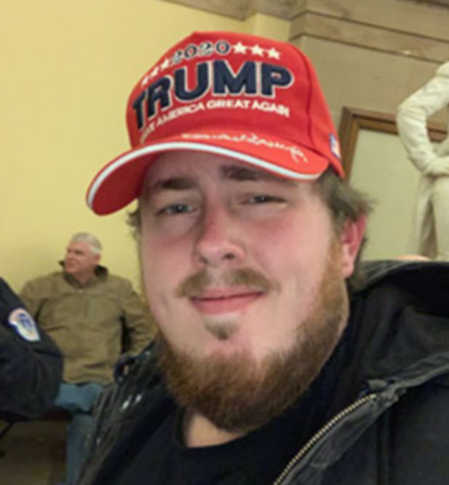 Prosecutors allege Jerry Ryals, 27, of Fort Gibson posted this photo to social media from inside the U.S. Capitol during the insurrection on Jan. 6, 2021.