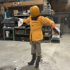 Shakespeare & Company's in-progress scarecrow to be entered in the Berkshire Botanical Garden's Harvest Festival.