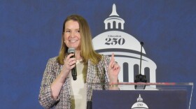 U.S. Department of Education Deputy Assistant Secretary for the Office of Elementary and Secondary Education Sarah Wilson addresses students at Monfort Heights Elementary.