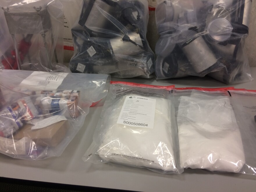 Items seized in Springfield, Mass., during drug busts on August 7, 2017.