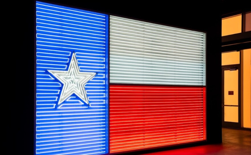 Texas flag in neon