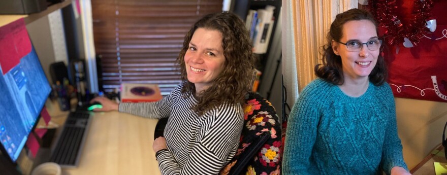 Frances Penney (left) and Jamie McKeown (right) are both middle school teachers in the Stow-Munroe Falls School District. Penney finds it refreshing to see introverted kids grow and flourish online. McKeown feels online learning platforms are great for kids who can advocate for themselves and can communicate if they're struggling.