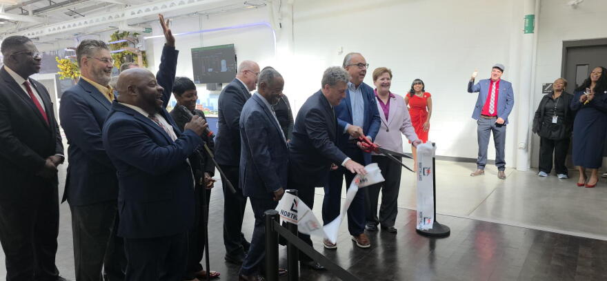 Northland Workforce Training Center leaders and partners cut the ribbon on the new Western New York Clean Energy Experience Center and Clean Technology Lab.