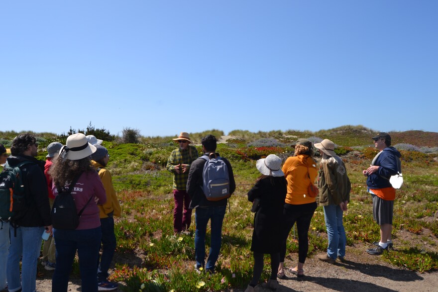 Peter Brastow leads a tour through the dunes of Judah at Ocean Beach