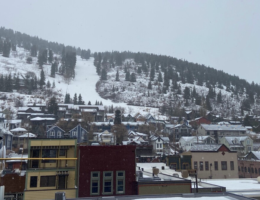Snow falls in Old Town Park City on Feb. 7, 2025.