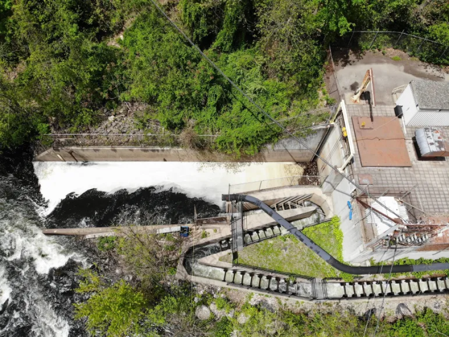 The fish ladder at the Kinneytown Dam includes a switchback section that is challenging for fish to navigate.