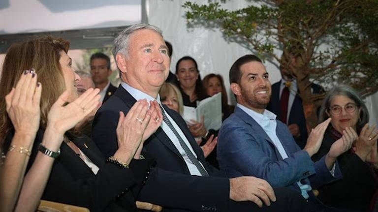 Ken Griffin, Citadel CEO, smiles while accepting recognition for his donation to the Miami Neuroscience Institute during a ceremony on Tuesday, March 19, 2024, at Baptist Health Baptist Hospital in Miami, Fla.