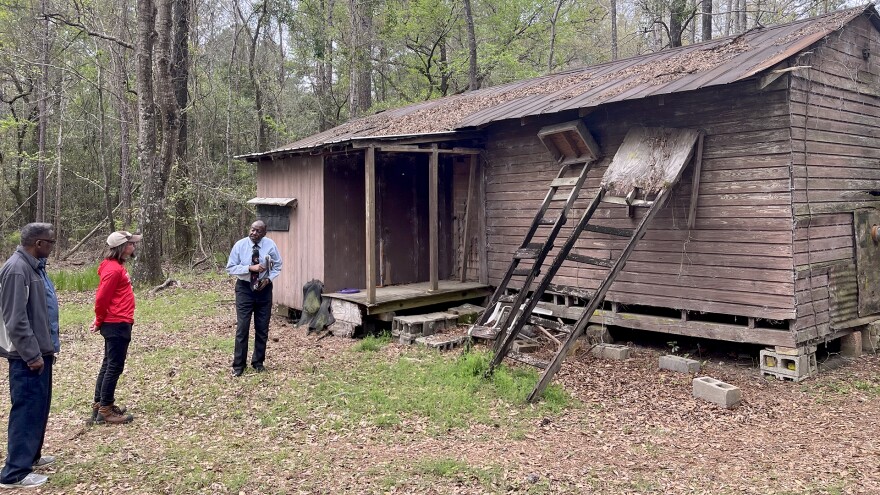 Franklin Tate and a group of archeologists survey his family's property that was lost to time in Little River, Alabama. 