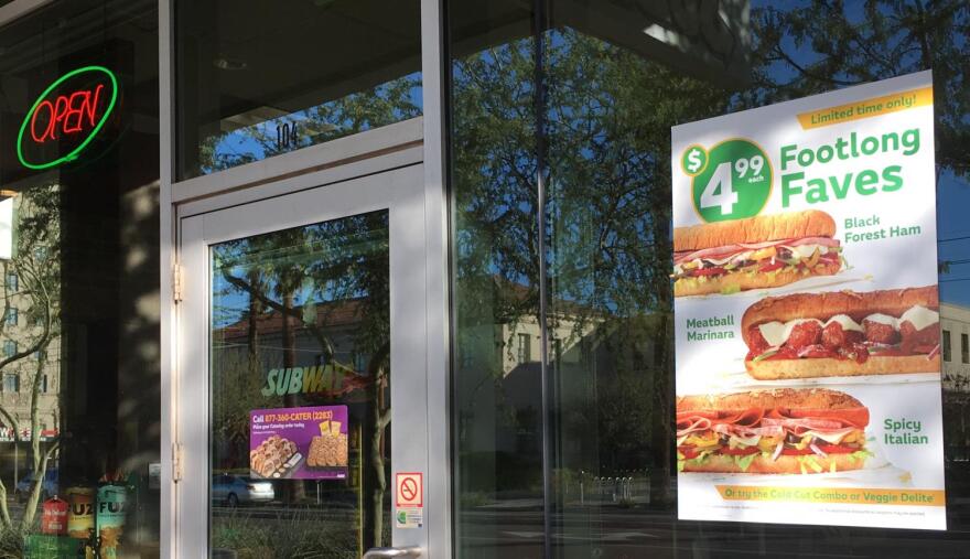 Subway sandwich shop in downtown Phoenix is taking part in national promotion featuring discounted foot long sandwiches..