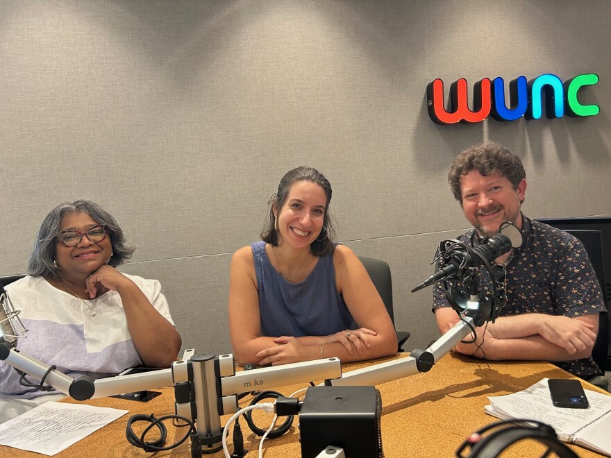 Leoneda Inge, Sarah Edwards, and Brian Burns at WUNC's Chapel Hill studios.