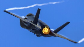 Lockheed Martin F-35 Lightning II fighter jet of the United States Air Force USAF during a flight demonstration at Paris Air Show 2023 in Le Bourget Airport. The advanced military aircraft executed maneuvering and showed its advanced capabilities in the air. The F35 fighting plane is a 5th generation single-seat, single-engine, all-weather stealth multirole combat aircraft that is intended to perform both air superiority, strike missions while it is able to provide electronic warfare and intelligence, surveillance, and reconnaissance capabilities. Primary uses is the USA Air Force, Marine Corps, Navy and US and NATO allies. Paris, France on June 2023.