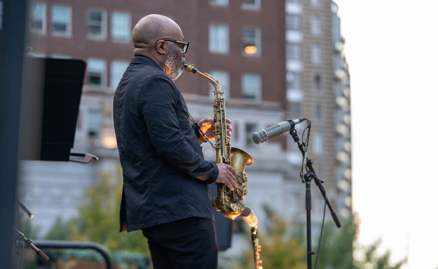 Saxophonist Jaleel Shaw paying tribute to John Coltrane at A Love Park Supreme.