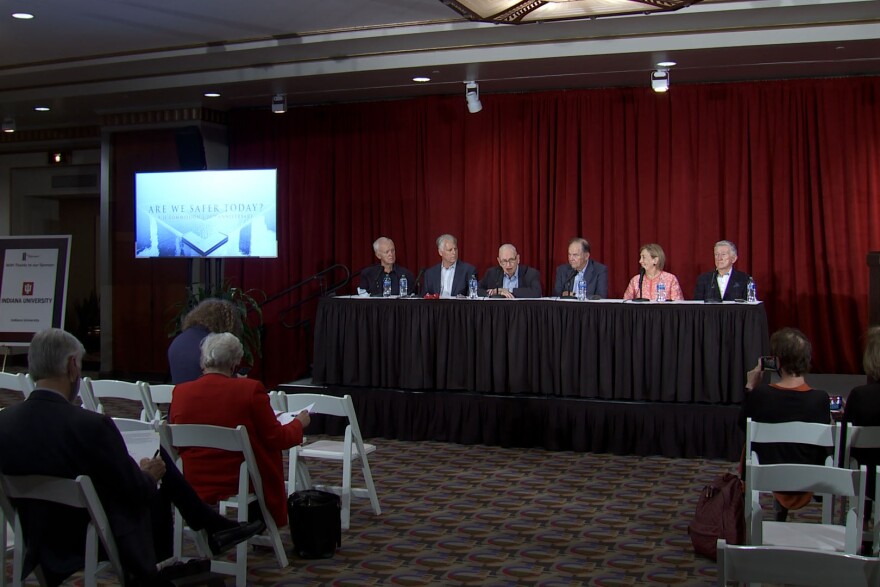 Six of the eight surviving members of the 9/11 commission sat on a panel at the IU Auditorium Monday.