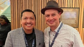 Donald Vega (left) with WBGO's Dave Popkin at the 2025 Jazz Congress on Wednesday, January 8, 2025.