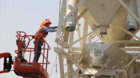 Preparations are nearly complete to begin making grout near the Plutonium Uranium Extraction Facility or PUREX Tunnel 2. CREDIT: U.S. DEPARTMENT OF ENERGY