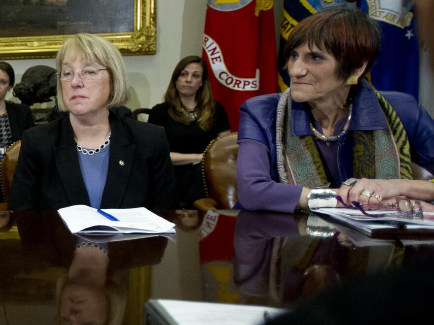 Sen. Patty Murray, D-Wash, and Rep. Rosa DeLauro, D-Conn., seen in 2014, asked the Department of Health and Human Services on Thursday why more coronavirus funds were not being spent on nursing homes.