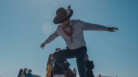 Navajo Nation President Buu Nygren showed off his skateboarding skills Monday, April 10, 2023, at the grand opening of the Diné Skate Garden Project in Two Grey Hills, New Mexico.