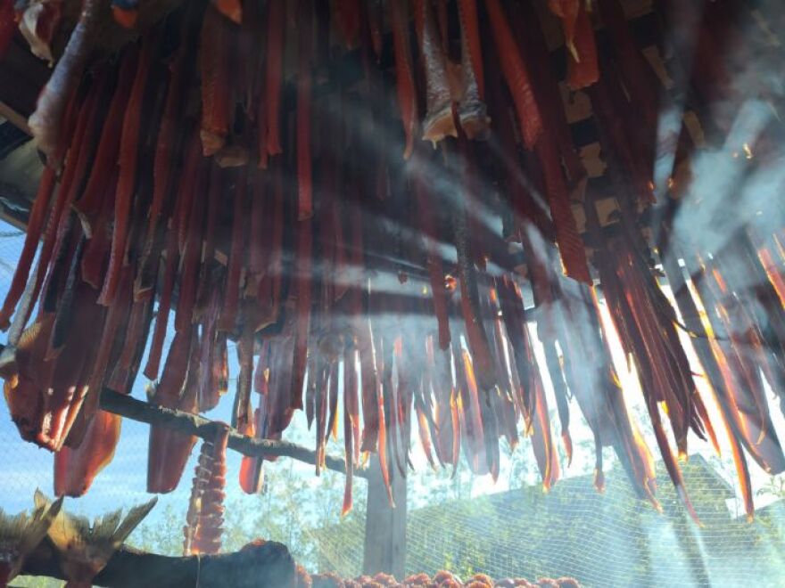 Fritz Charles' fish rack is filled only with reds and chinook. This year, he didn't even catch one chum.