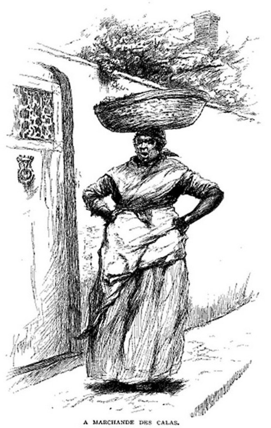 An illustration of a classic Calas Vendor from a 1886 edition of Century Magazine