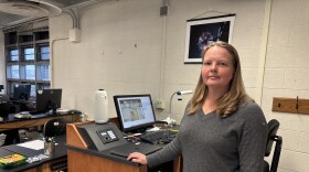 Professor Erin Kraal in her classroom at Kutztown University (Lisa Scheid / Spotlight PA)