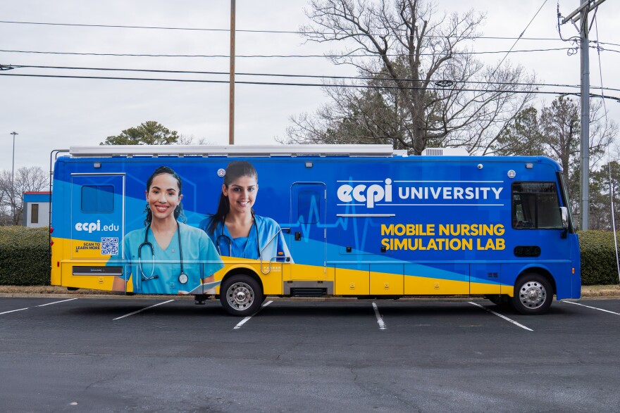 ECPI University’s Mobile Simulation Lab, an RV equipped with mannequins and clinical training tools, travels across Hampton Roads to provide hands on nursing education beyond the campus.