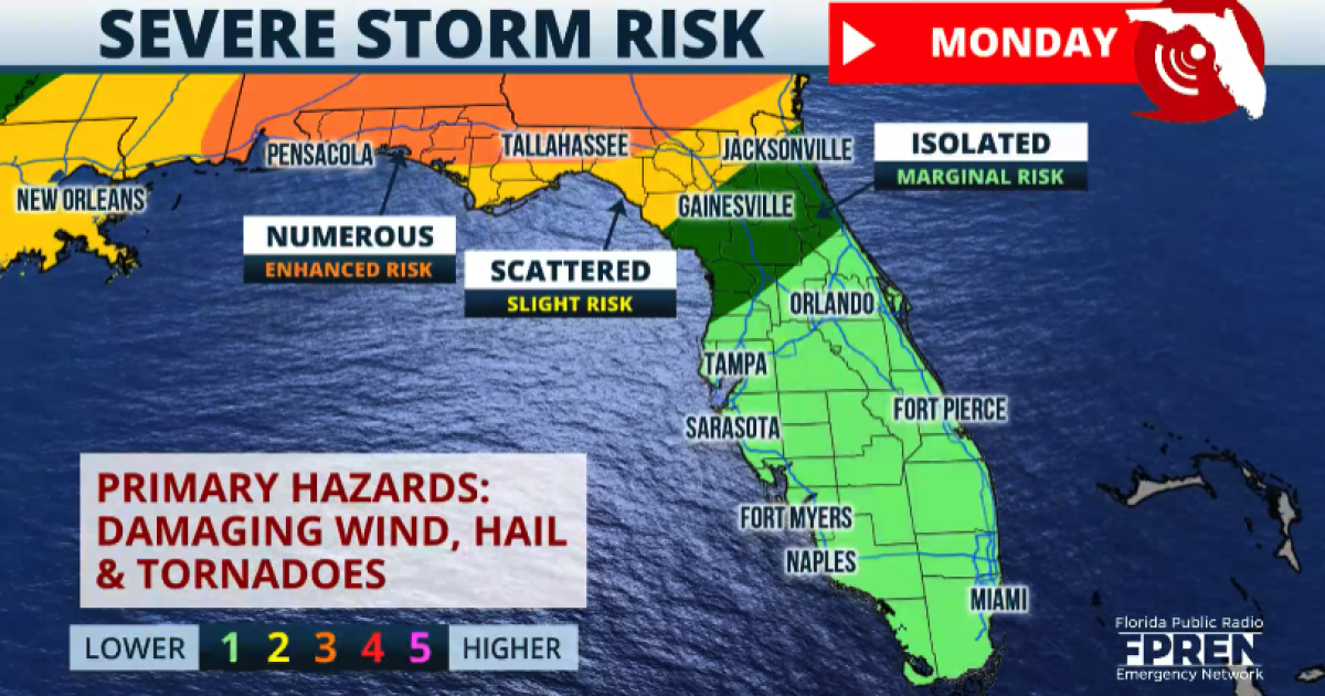 Threats and timing as severe storms possible to start the week | WUSF