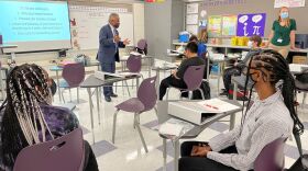 Syracuse City Schools Superintendent Jaime Alicea speaks to students at Clary Middle school