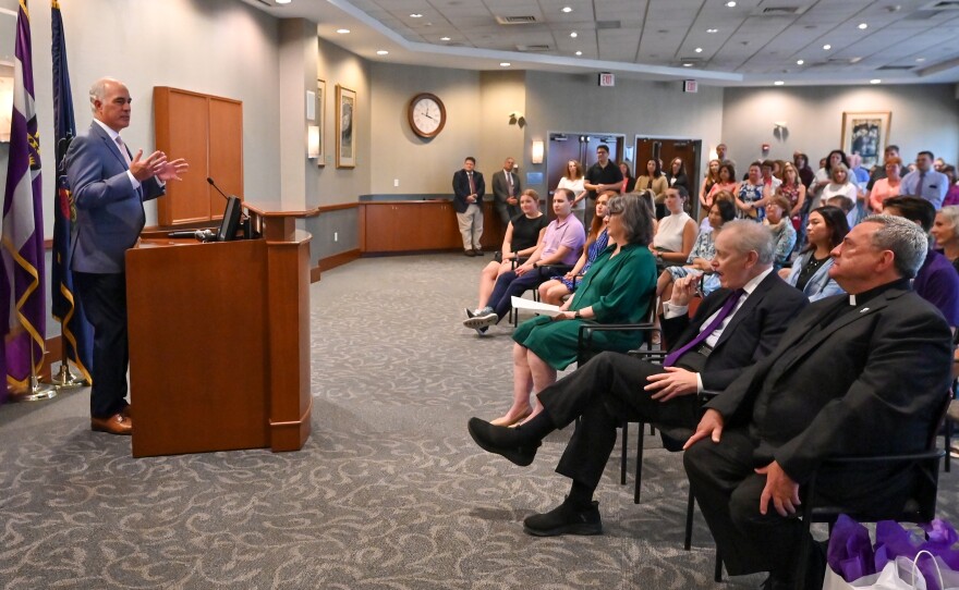 Bob Casey speaks at the University of Scranton on Tuesday.