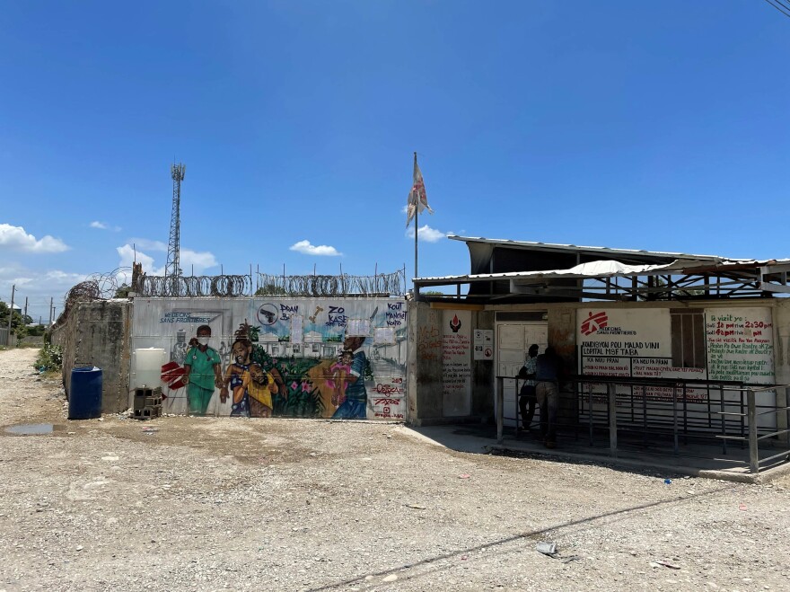 The front gate of a Doctors Without Borders hospital in the Tabarre neighborhood of Port-au-Prince. The medical charity has shut clinics in some other parts of the city due to rampant gang violence.