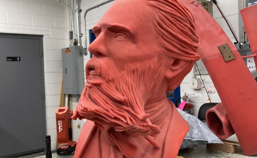 The new Herman Melville statue is shown in progress prior to its scheduled Aug. 14, 2026 installation in New Bedford.
