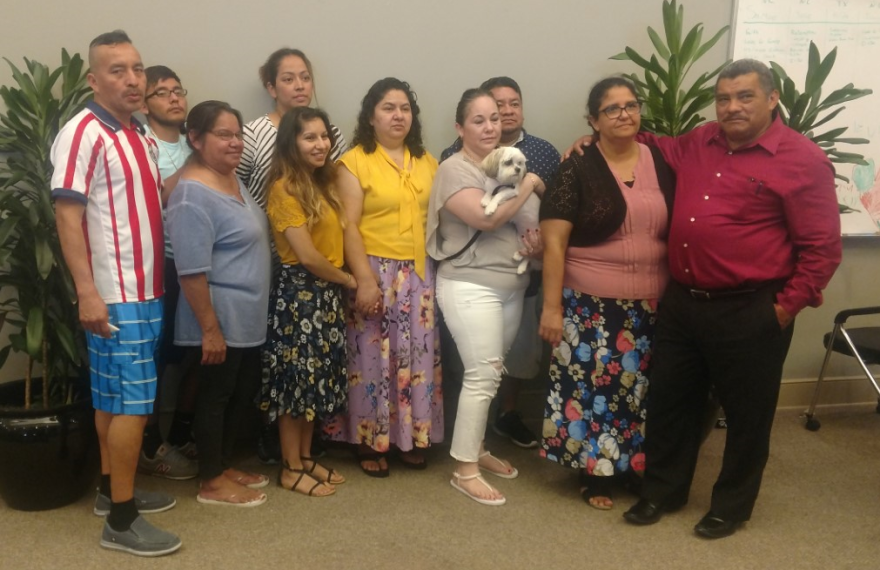 Samuel Oliver-Bruno (left) with other sanctuary leaders at a summit last summer in Durham. 