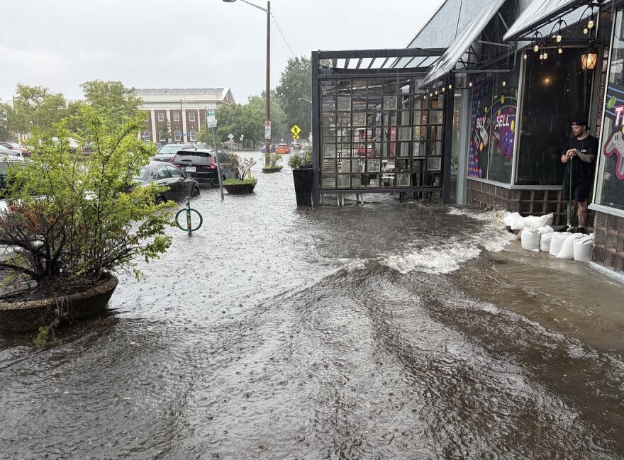 A photo of the intersection of Colonial Ave. and W. 20th Street in Norfolk during a flash flood on Aug. 4. City Council approved millions for flood control projects on Tuesday evening.