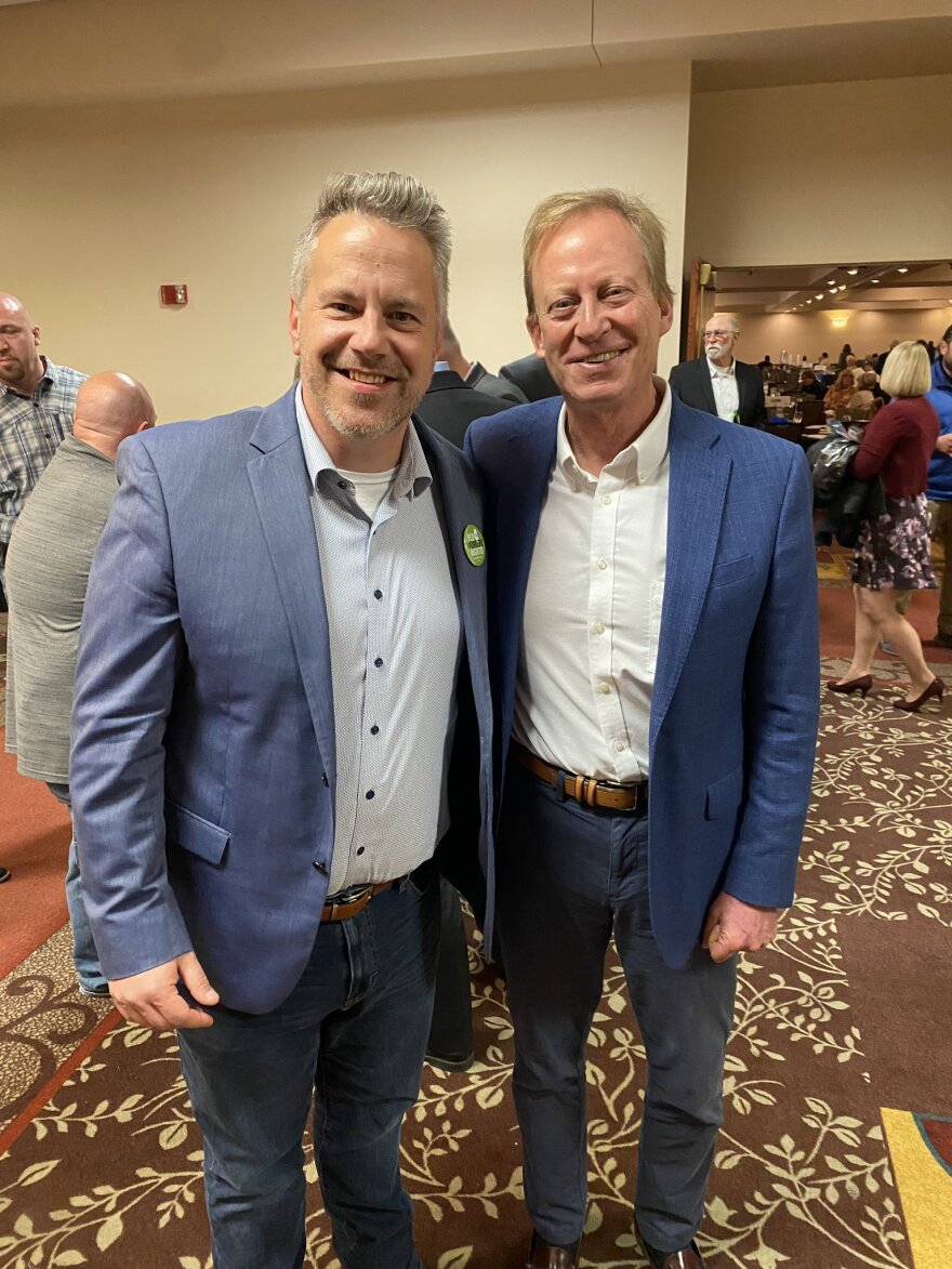 Porter (right) with U.S. Rep. Eric Sorenson, before the Democratic 17th District Congressman was first elected in 2022.