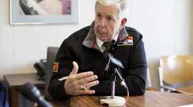 Missouri Gov. Mike Parson speaks with St. Louis Public Radio in downtown St. Louis last week.