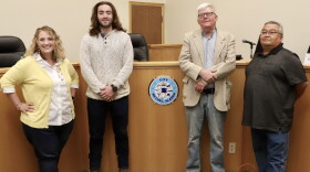 Despite a low turnout of the candidates vying for a seat on the Bethel City Council, contenders enjoyed a civil, yet lively public forum on Monday, September 17. [Left to right] Anny Cochrane, Shadi Rabi, Mark Springer, and Vice Mayor Fred Watson.