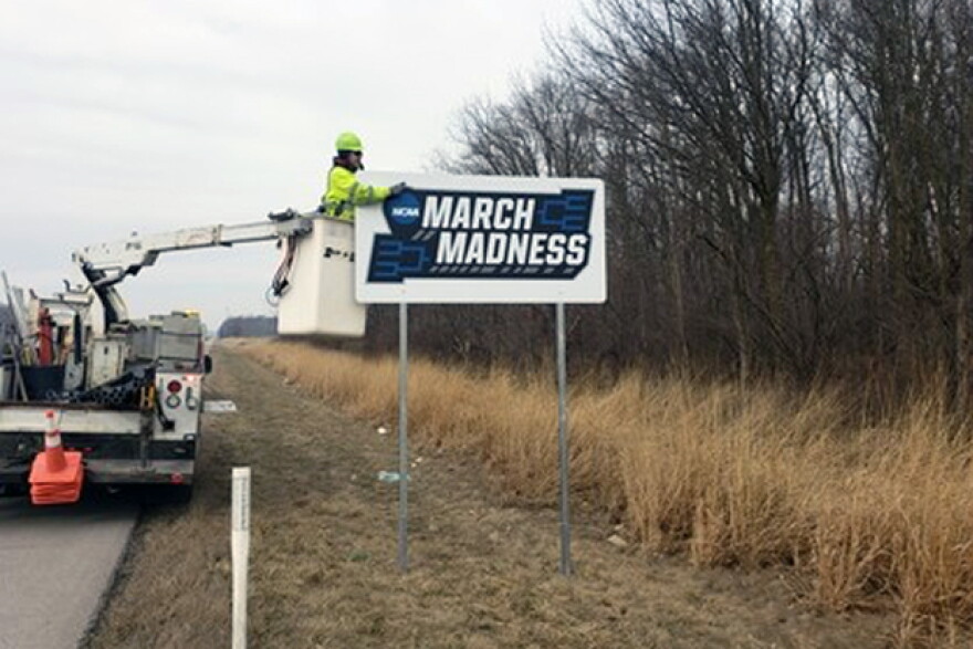 Signs will be visible along major routes serving the tournaments during the month of March.