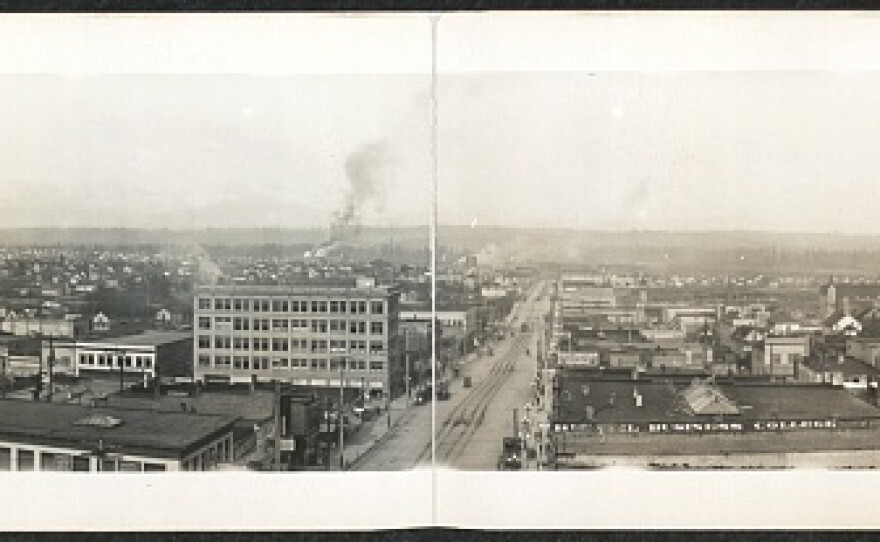 The view looking East from the American Bank Building in Everett, circa 1912