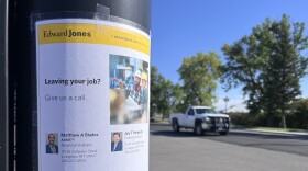 A advert for jobs taped to a pole along a Columbus street in September after layoffs were announced