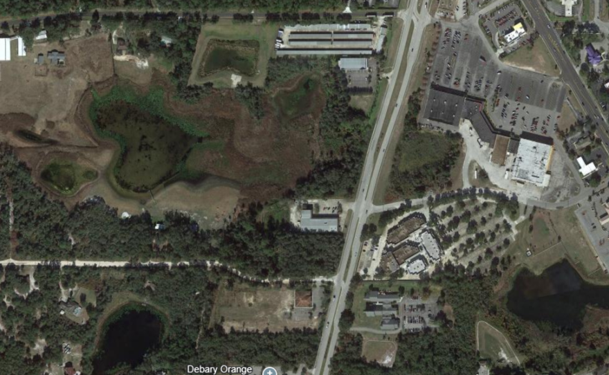 Vegetation appears to largely cover the water body historically known as “Miller Pond” in this aerial image from January 2014, where the water takes up less physical space than it does today.