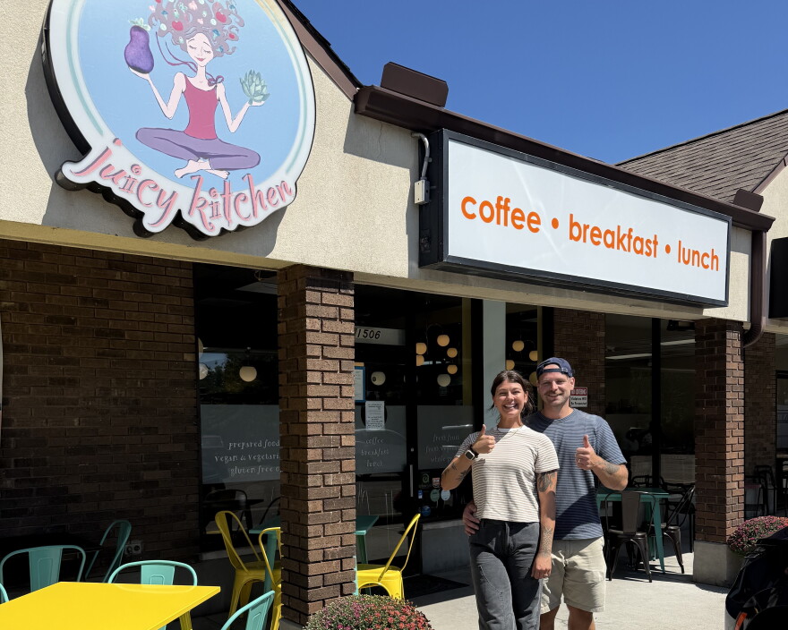 Kelby and Aaron Ziola celebrate the grand re-opening of Juicy Kitchen.