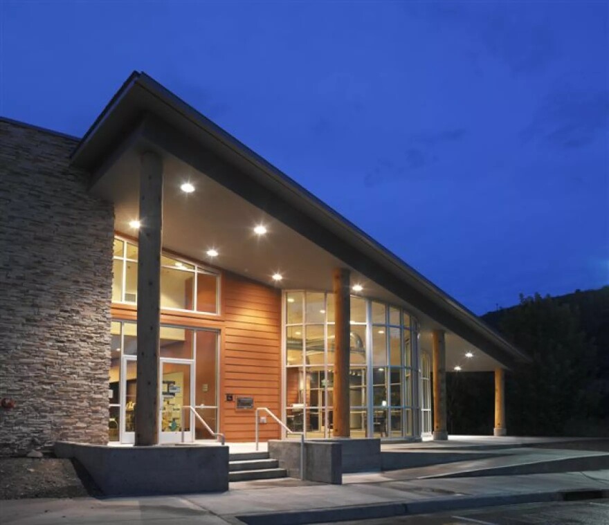 FILE - The Dolores Public Library sits on the banks of the Dolores River.