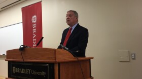 U.S. Senator Dick Durbin talks about local criminal justice reforms during an event with state and federal lawmakers at Bradley University.