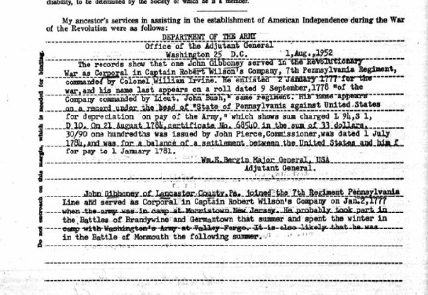 Revolutionary War Service of John Giboney, Brother of Alexander Giboney