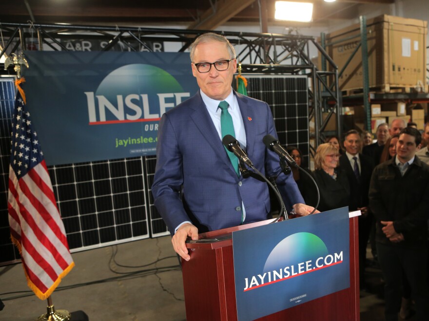 Washington Gov. Jay Inslee announced his presidential bid at A&R Solar on March 1 in Seattle. Inslee has made fighting global warming his top policy issue, and he released a major policy proposal on the issue on Friday.