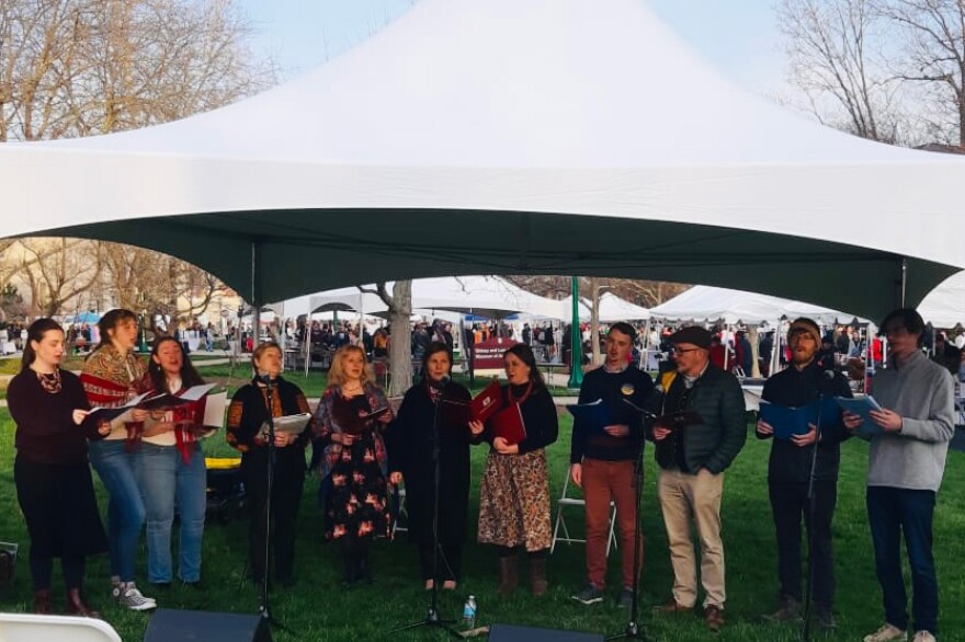 The Indiana Slavic Choir performing at Indiana University's First Thursdays Festival, April 2023