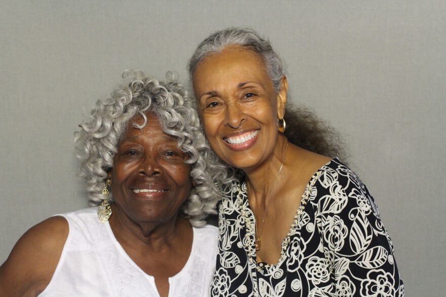 Sharon Simeon (r) searched for 23 years before finding her birth mother Johnnie Mallett Caruthers (l). They spoke about their time apart and their reunion at the StoryCorps mobile booth in Flint.